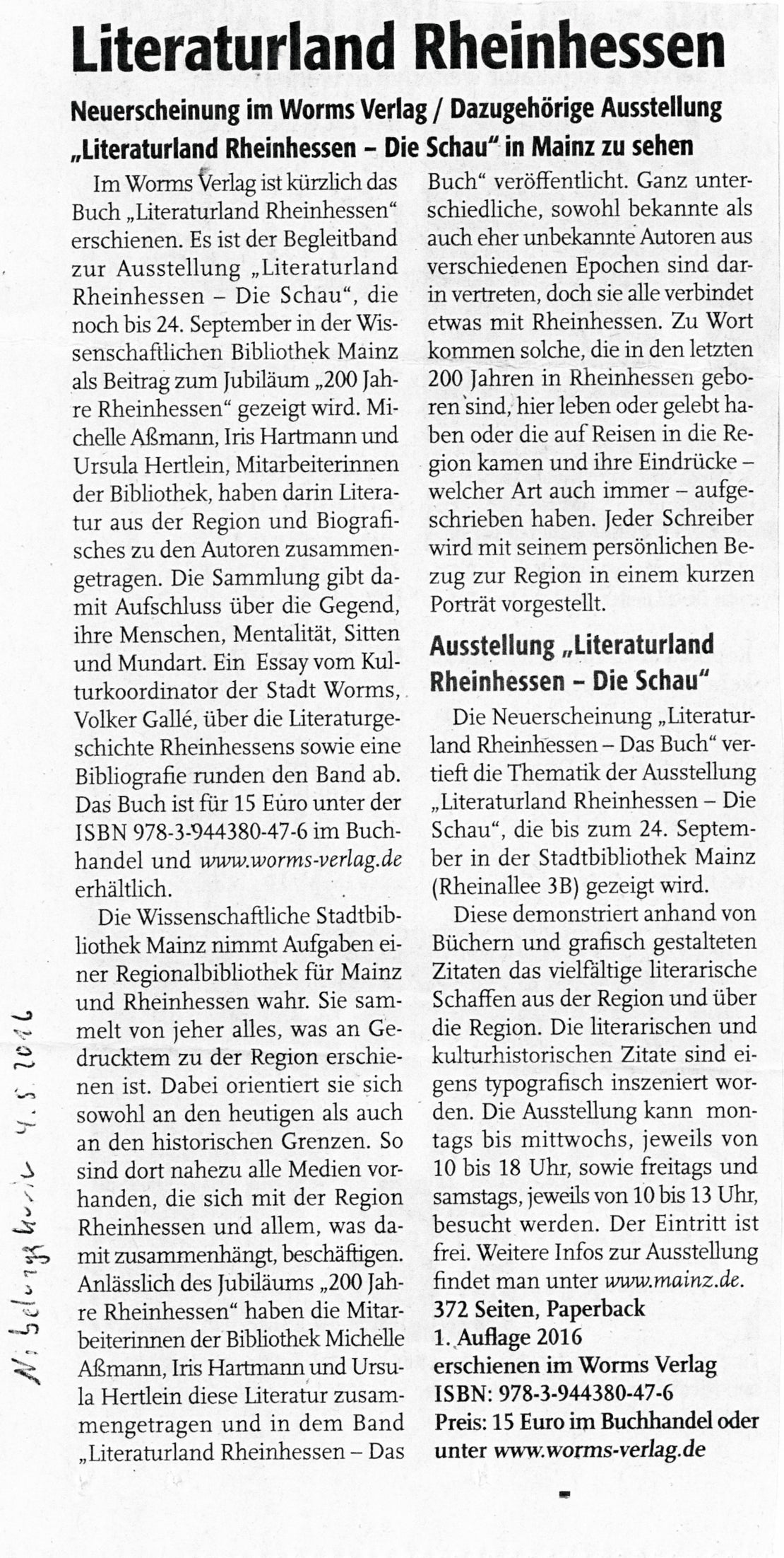 Literaturland Rheinhessen – Das Buch