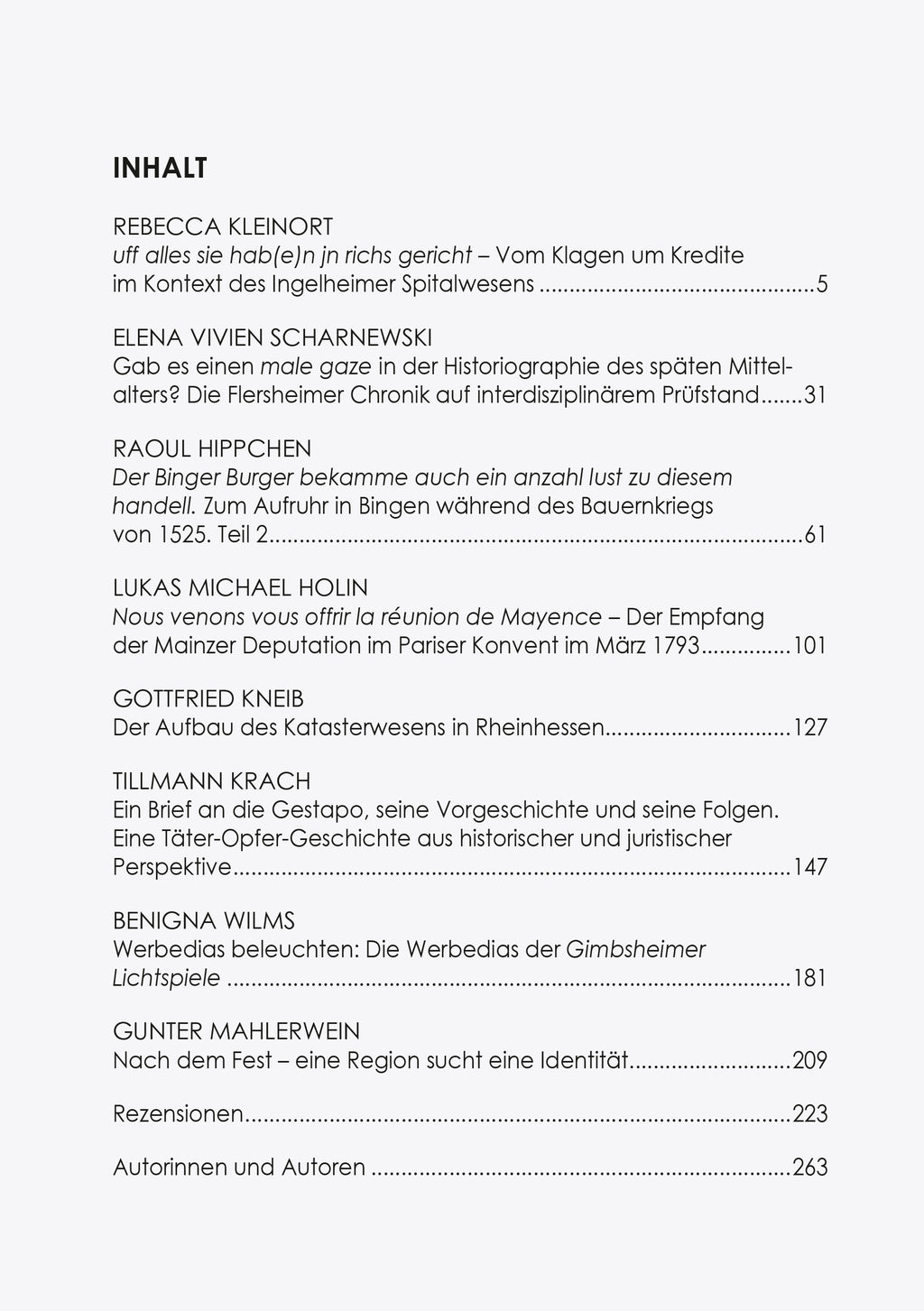 Zeitschrift für die Geschichte Rheinhessens, Band 3/2026
